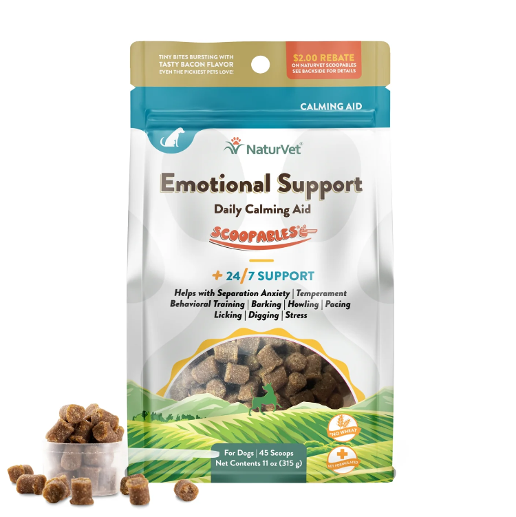 NaturVet Scoopables Emotional Support (Daily Calming Aid) Treats for Dog (Bag) 11oz