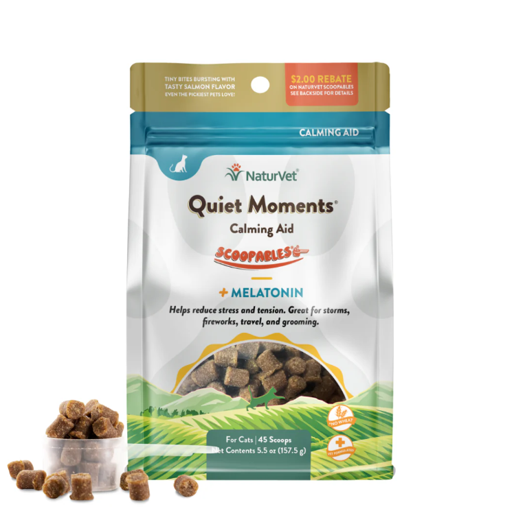 NaturVet Quiet Moments Calming Aid Cat Treats Cat Supplement (Bag) 5.5oz