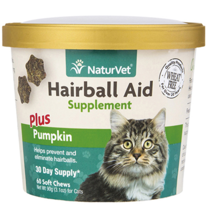 NaturVet Hairball Aid Soft Chews for Cats 3.1oz