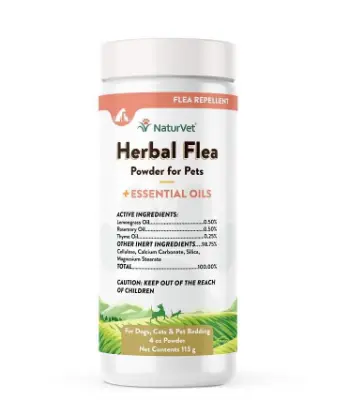 NaturVet Herbal Flea Powder For Dog and Cat 4oz