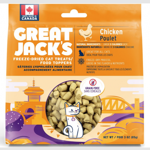 GREAT JACK'S Freeze-Dried Grain-Free Cat Treats 3OZ