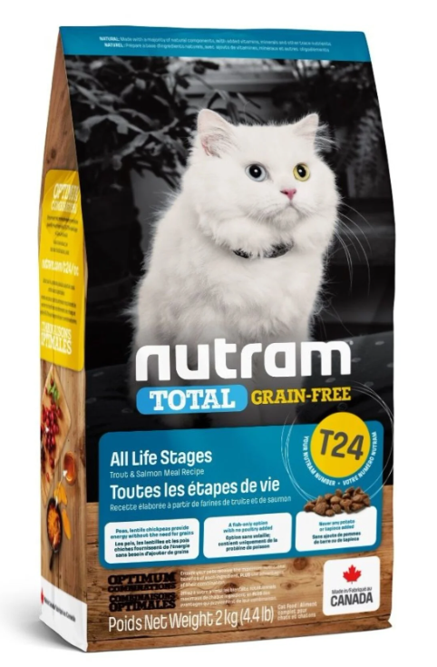 Nutram T24 無穀物全能系列 三文魚+鱒魚(挑嘴全齡貓) 乾糧2kg