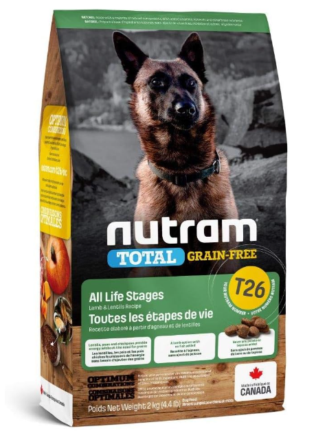 Nutram T26 無穀物 羊肉及豆筴 狗乾糧 2kg