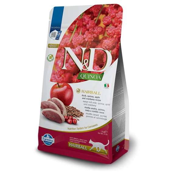 Farmina N&D Quinoa 毛球管理 (蘋果、鴨肉) 貓乾糧 1.5kg