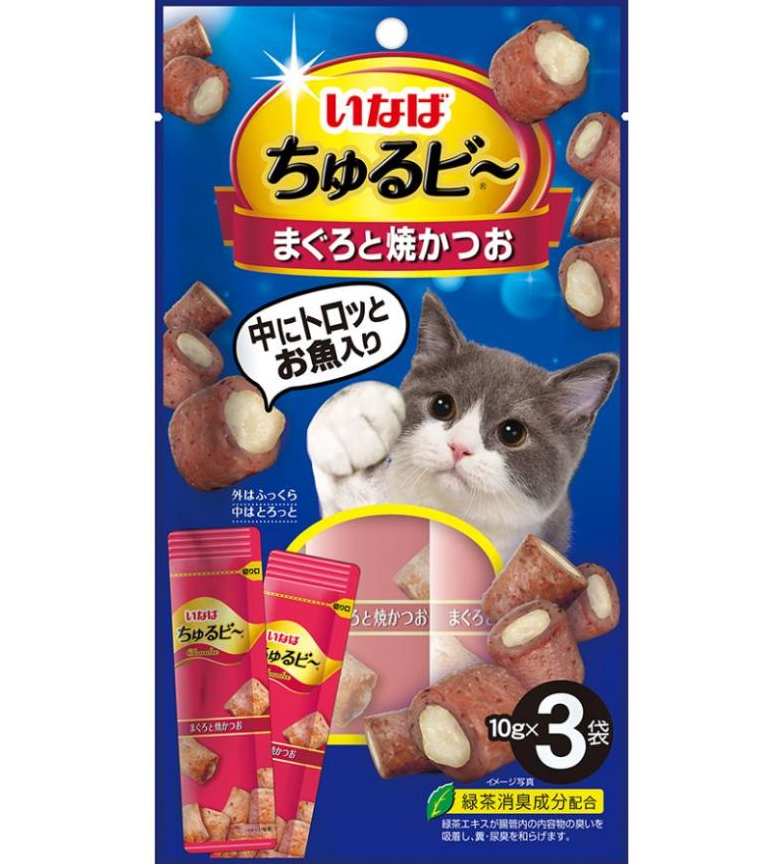 Inaba 流心粒粒 - 吞拿魚+燒鰹魚配方 貓小食10gX3  #QSC-265