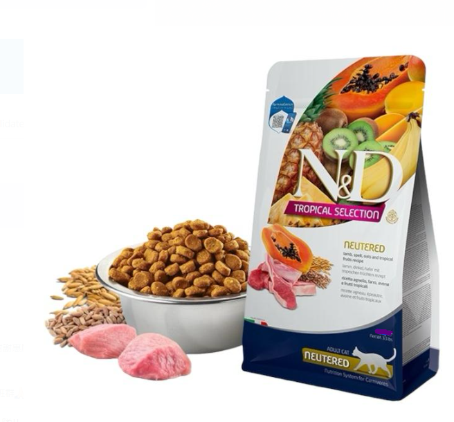 Farmina N&D  Tropical 系列室內/絕育成貓糧-羊肉木瓜味 5kg