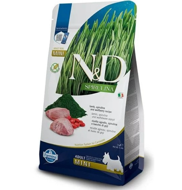 Farmina N&D Spirulina系列 螺旋藻羊肉+枸杞 成犬(小粒)乾糧  2kg