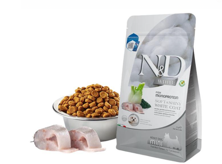 Farmina N&D White系列狗糧 鱸魚、螺旋藻和茴香配方 成犬 (白色毛) 乾糧2kg