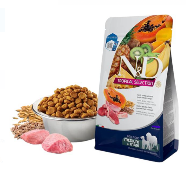 Farmina N&D Tropical 系列 - 羊肉、斯佩爾特小麥、燕麥和熱帶水果配方 成犬(大粒)乾糧 2kg 