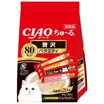 CIAO – Party Mix Luxury Lickable Treats for Cats (4 Flavors 14g x 80) #SC-453