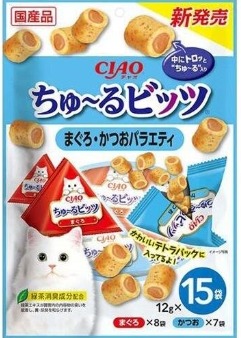 CIAO Party 貓零食 流心粒粒 吞拿魚、鏗魚味 12g x15袋 