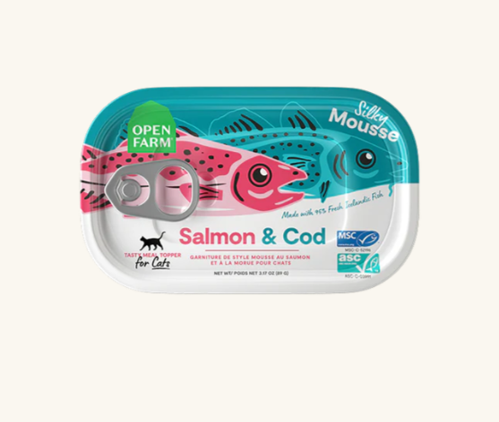 Open Farm Silky Mousse (Salmon & Cod Flavor) Topper Canned Cat Food 3.17oz