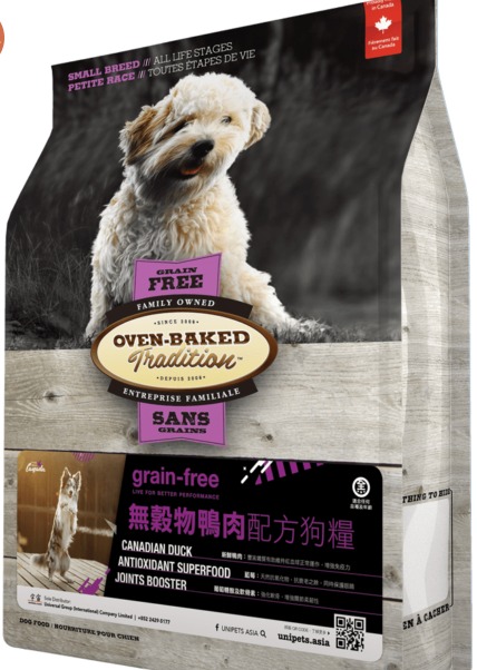 Oven-Baked 無穀物鴨肉配方[細粒裝]狗糧 5lb 