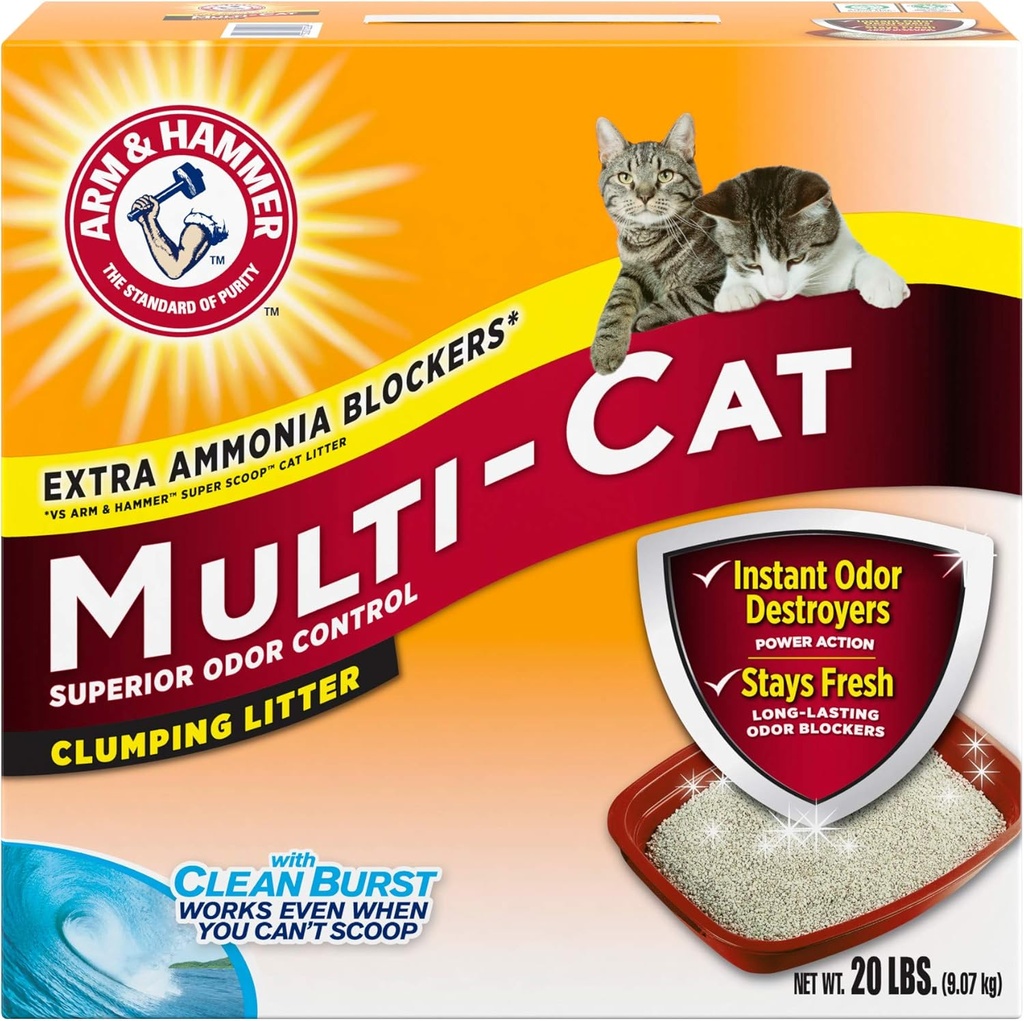 Arm & Hammer Multi-Cat Strength Clumping Litter, Original 20lbs