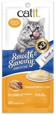 Catit Smooth & Savoury Chicken + Chicken Liver Lickable Cat Treats 15gx4