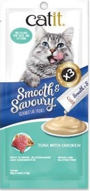  Catit Smooth & Savoury Chicken & Tuna Lickable Cat Treats 15gx4