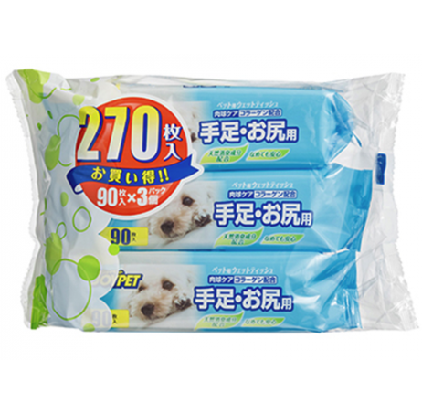 Joypet 寵物用濕紙巾(清潔足部及臀部) 90張x3包
