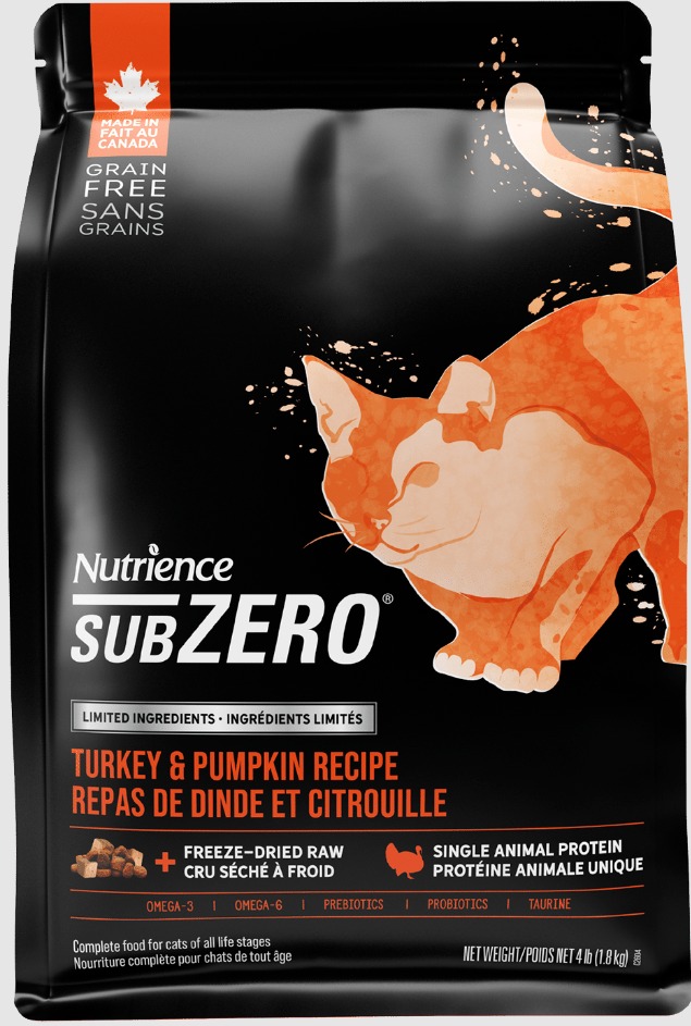 Nutrience SUBZERO Limited Ingredient Grain Free Turkey & Pumpkin Recipe Dry Cat Food 4lb #2604