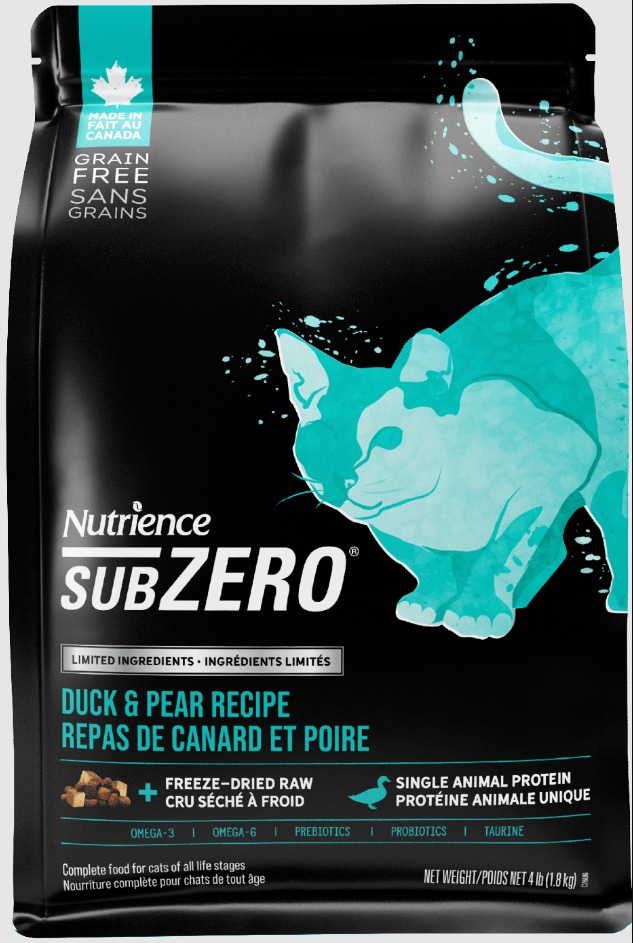 Nutrience SUBZERO Limited Ingredients Grain Free Duck & Pear Recipe Dry Cat Food 4lb #2606