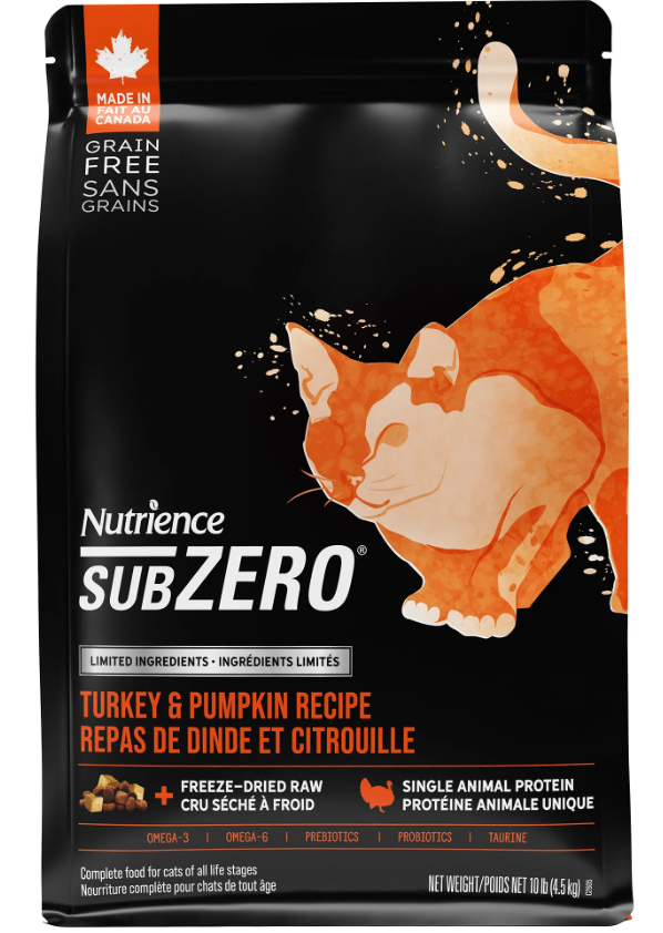 Nutrience SUBZERO 單一動物蛋白系列 無穀物 火雞、南瓜 全貓糧 10lb #2605