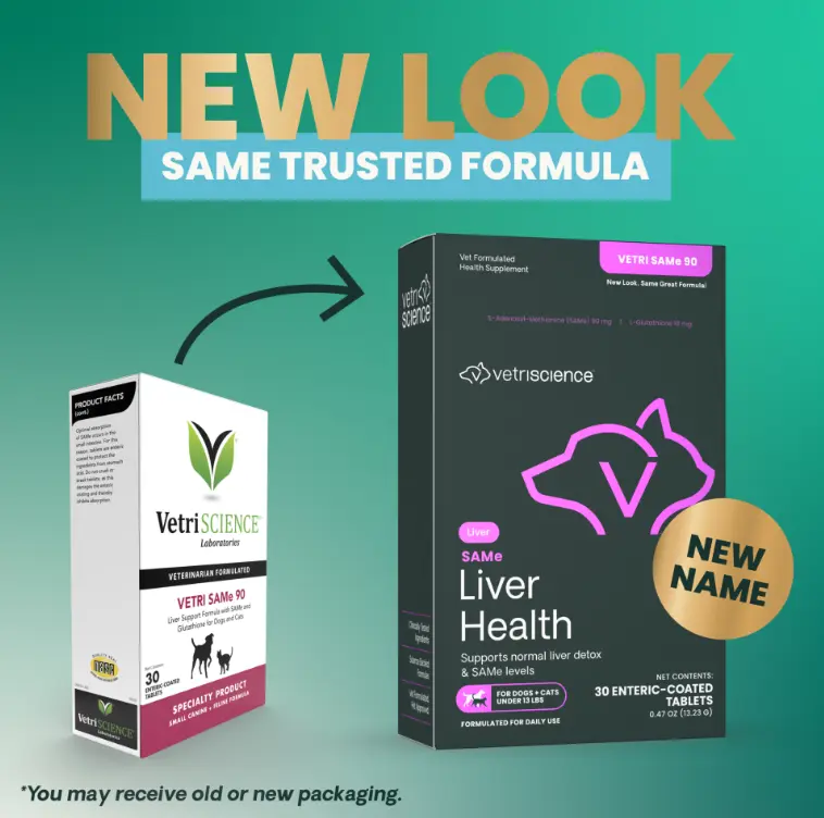 VetriScience Vetri-SAMe 90mg Liver Supplement for Cats and Dogs 30 Tablets