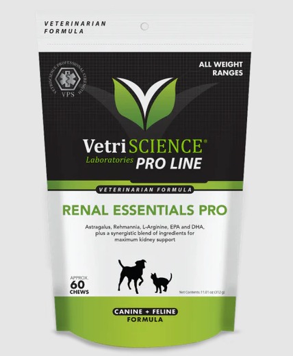 VetriScience Renal Essentials Pro (Canine + Feline Kidney Supplement) Bite Sized Chews 60 Chews