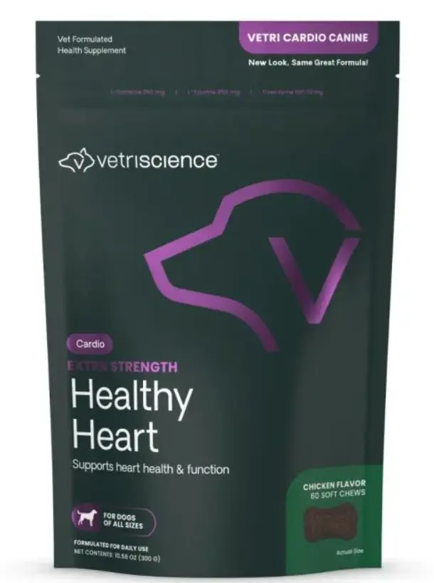 VetriScience Vetri Cardio Canine Heart Supplement Bite-Sized Chews 60 Chews