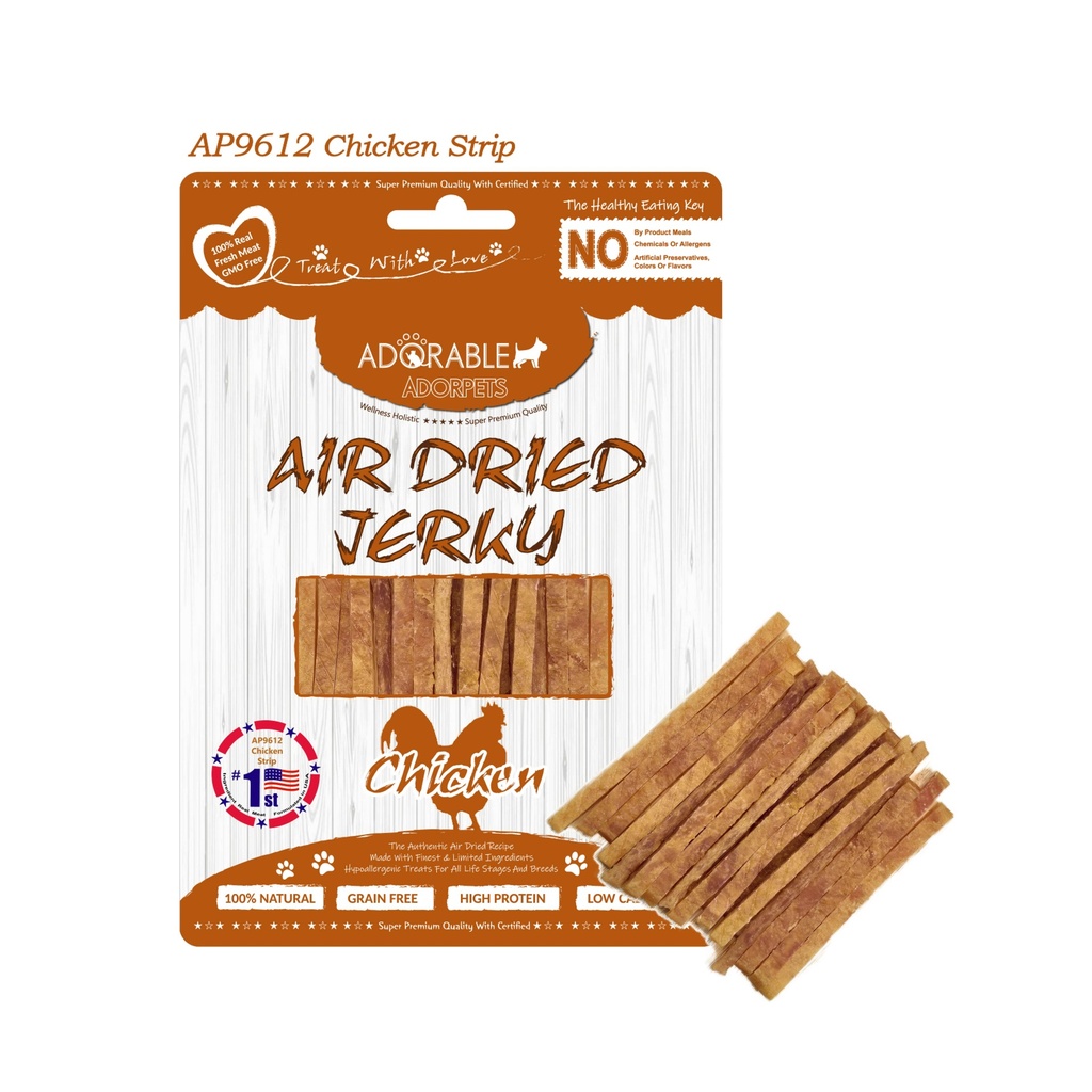 Adorable Adorpets Air Dried Chicken Strip Treats for Dogs 100g #9612