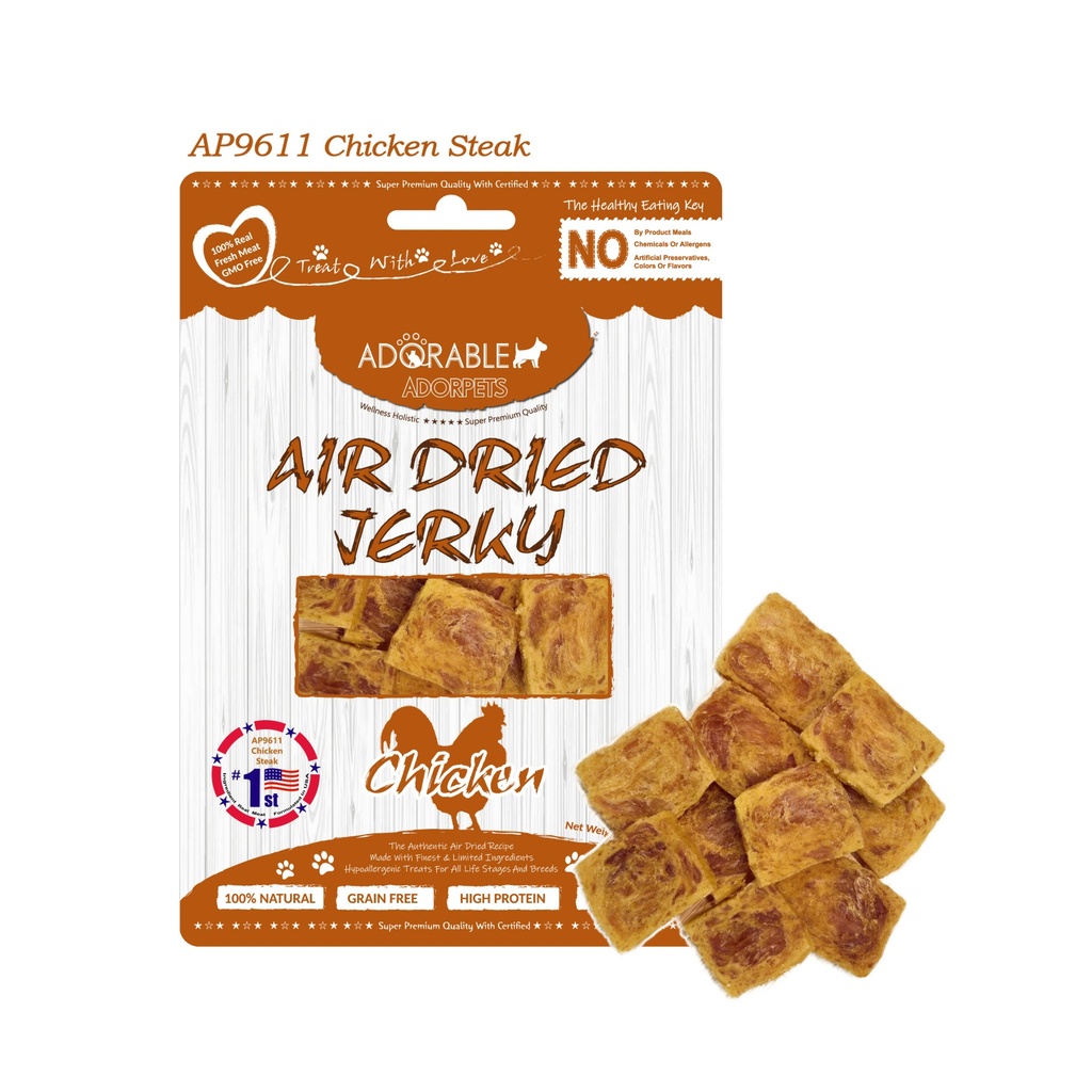 Adorable Adorpets Air Dried Chicken Steak Treats for Dogs 100g #9611