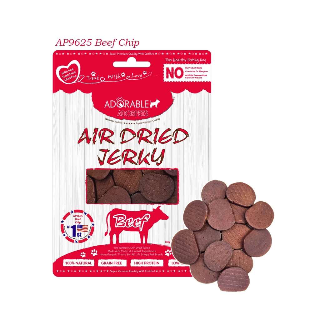 Adorable Adorpets Air Dried Beef Chip Dog Treats 100g #9625