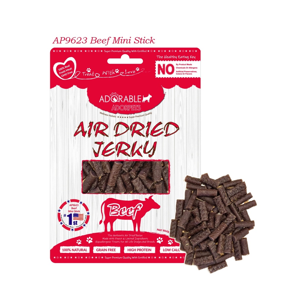  Adorable Adorpets Air Dried Beef Mini Stick Dog Treats 100g #9623