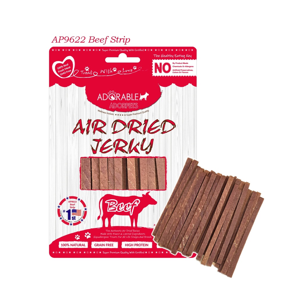 Adorable Adorpets Air Dried Beef Strip Dog Treats 100g#9622