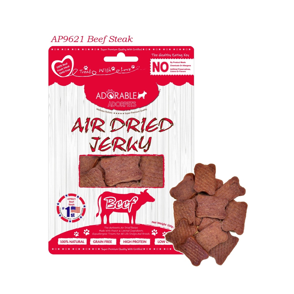 Adorable Adorpets Air Dried Beef Steak Dog Treats 100g #9621