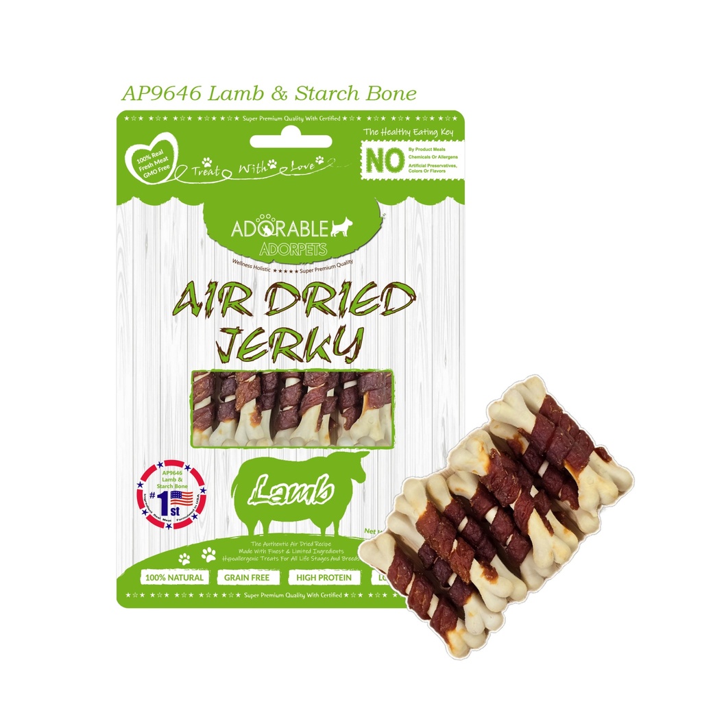 Adorable Adorpets Air Dried Lamb & Starch Bone Dog Treats 100g #9646