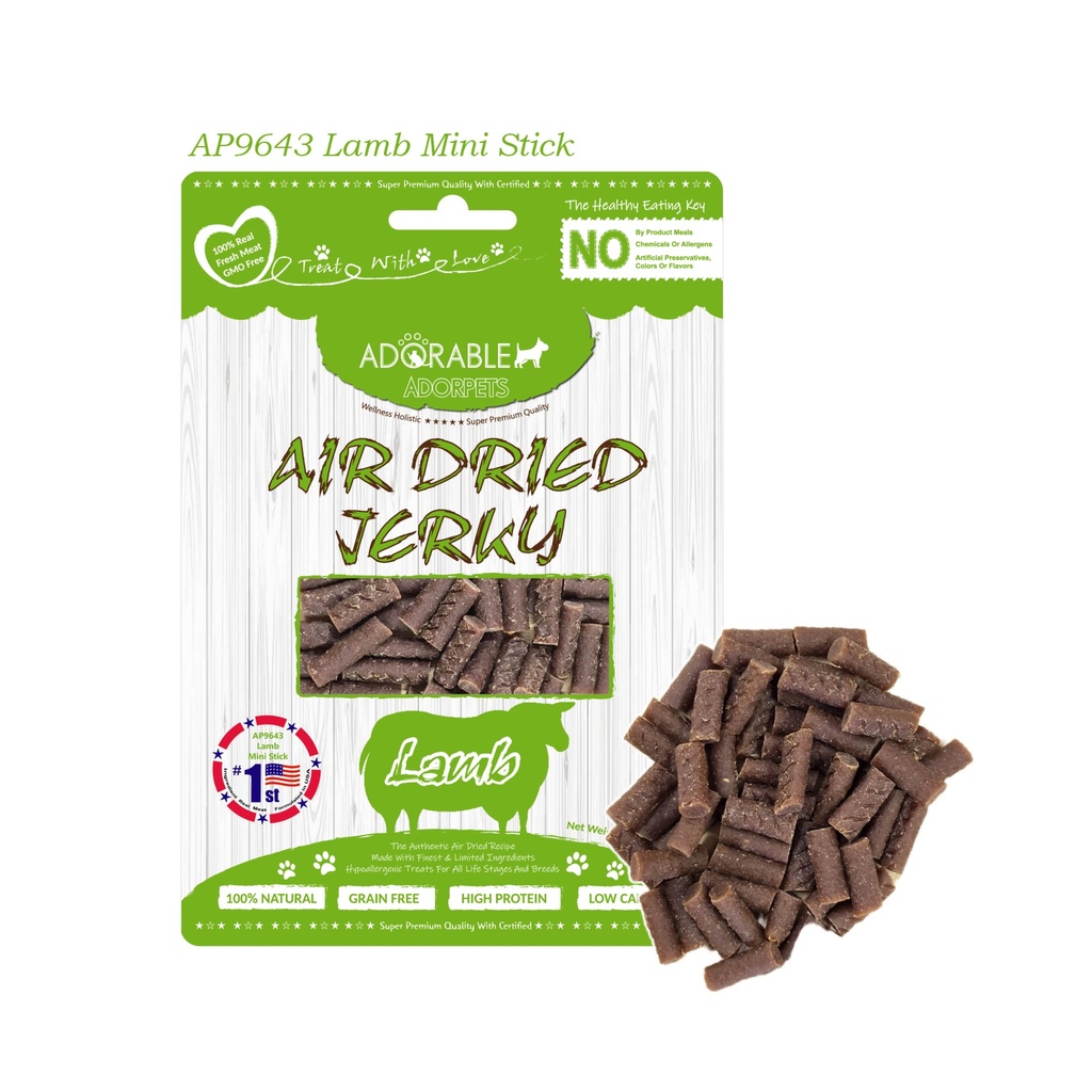 Adorable Adorpets Air Dried Lamb Mini Stick Dog Treats 100g #9643