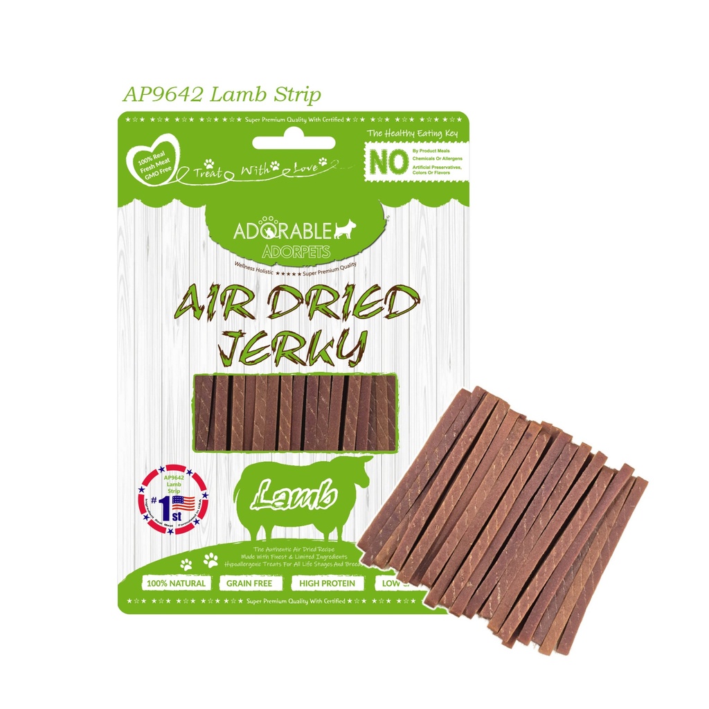 Adorable Adorpets Air Dried Lamb Strip Dog Treats 100g #9642