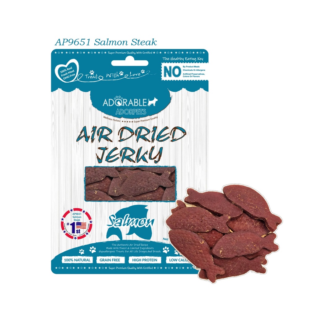 Adorable Adorpets Air Dried Salmon Steak Dog Treats 100g#9651