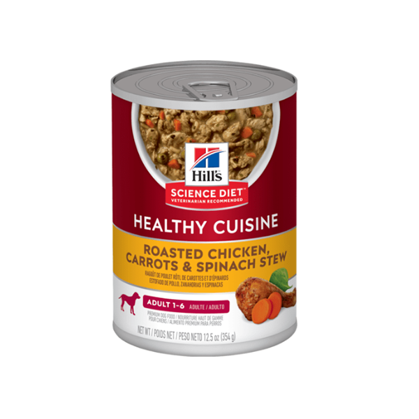 Hills Science Diet Dog Wet Food - Adult Roasted Chicken Carrots Spinach Stew 12.5oz x 12