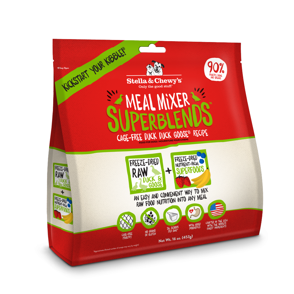 Stella's & Chewy's Superblends Meal Mixers - Cage-Free Duck Goose Recipe 美國 犬用 乾糧伴侶+有機生果肉配方(鴨鵝配方) 16oz 