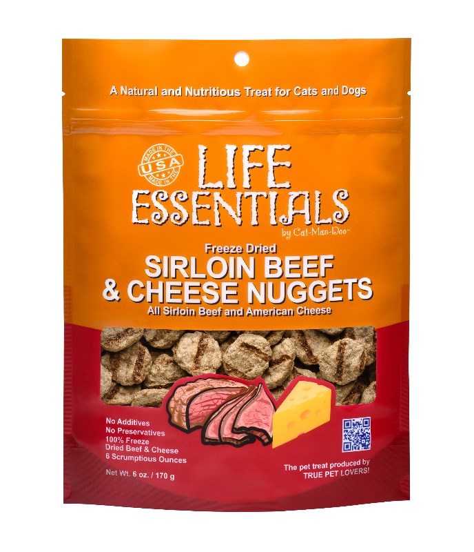 Cat-Man-Doo Life Essentials Freeze Dried Sirloin Beef & Cheese Nugget 3oz