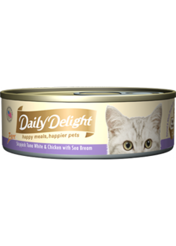 Daily Delight Tuna White & Chicken With Sea Bream Canned Cat Food 80g #DD44