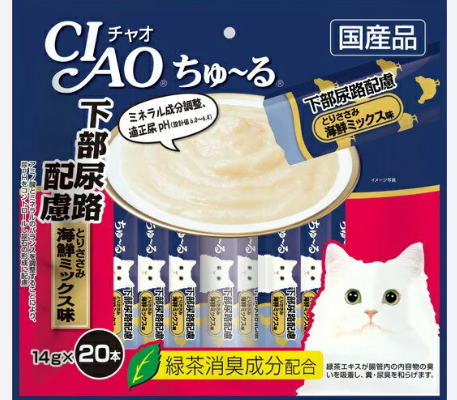 CIAO 超奴 防尿石 雞肉海鮮雜 貓貓肉泥小食 20pc #SC-198  