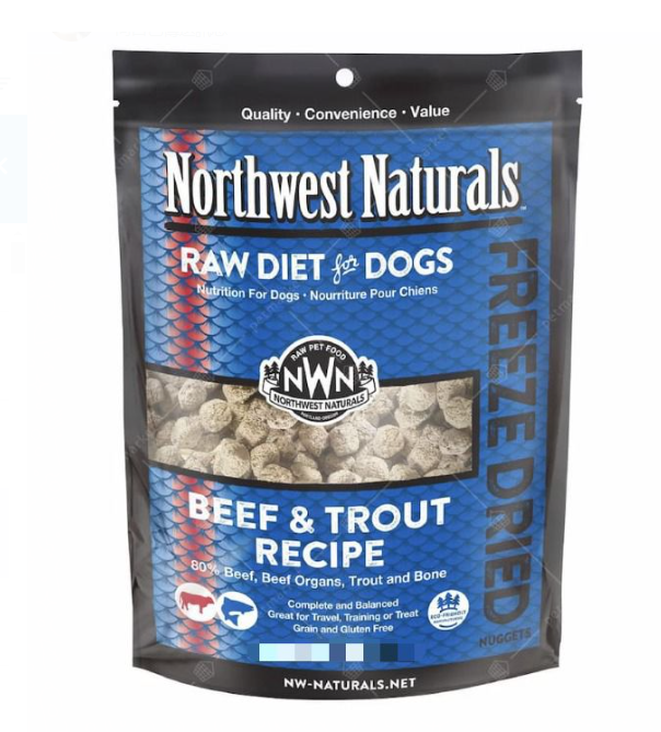 Northwest Naturals Grain-Free Freeze Dried Dog Food – Beef, Trout Formula 25oz