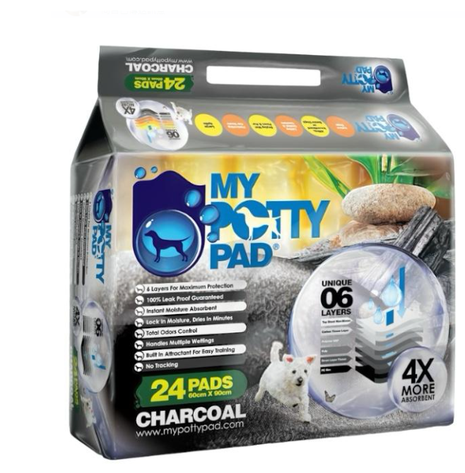 My Potty Pad Pee Pad For Dogs (Charcoal) 60cmX90cm 24pcs