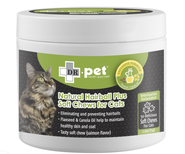 Dr.Pet 去毛球美毛天然肉粒(三文魚味) 貓用補健品75g 