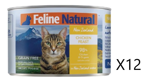 Feline Natural F9 Chicken Feast Canned Cat Food 170g x12