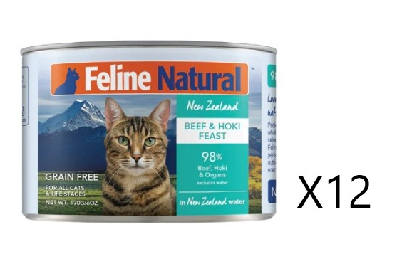 Feline Natural F9 Beef & Hoki Feast Canned Cat Food 170g x12