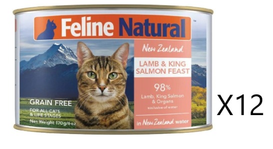 Feline Natural F9 Lamb & King Salmon Feast Canned Cat Food 170gx12
