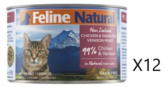 Feline Natural F9 Chicken & Venison Feast Canned Cat Food 170g x12