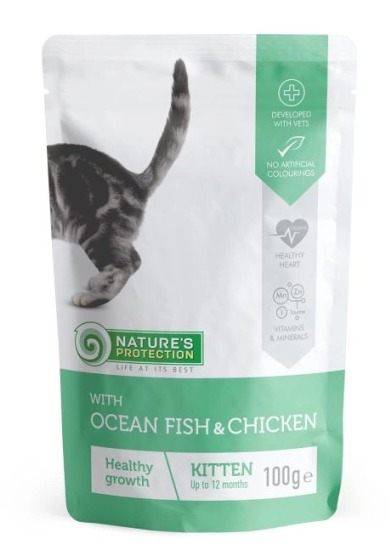 Nature's Protection 健康成長 (海魚和雞肉味) 濕包 幼貓糧 100g